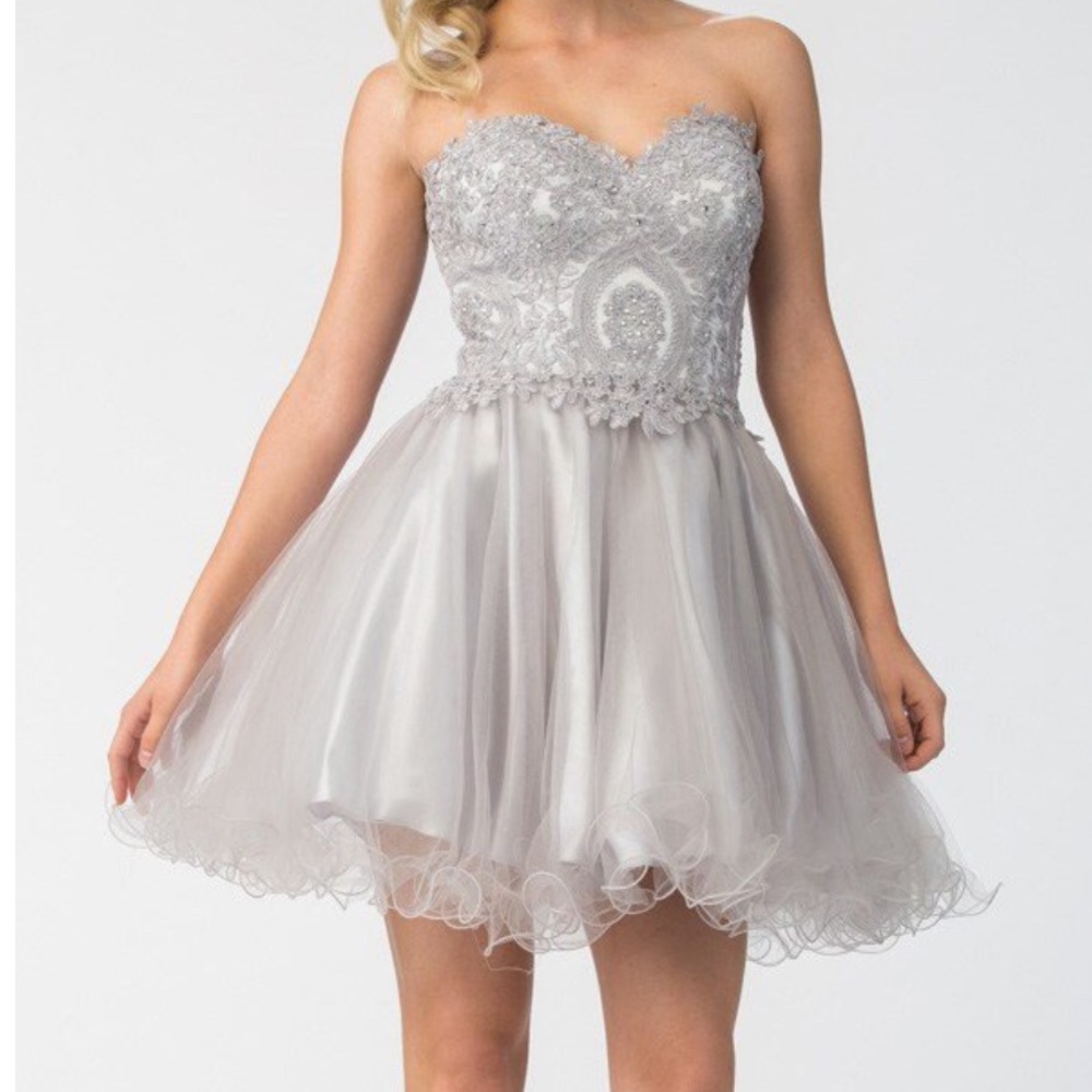 Silver homecoming dres